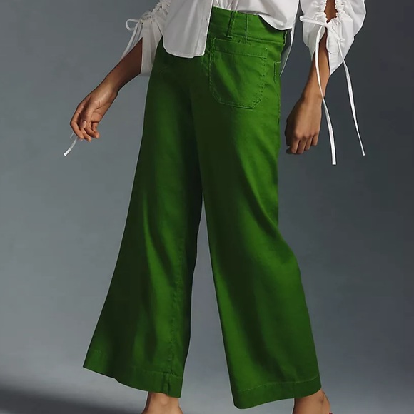 Anthropologie The Colette Cropped Wide-Leg Pants Linen Edition - Picture 3 of 5